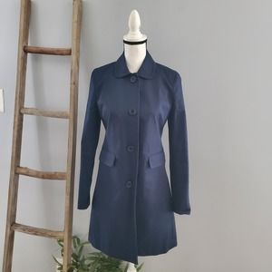 J. Crew Women's Navy Blue Single-Breasted Cotton Trench Coat 2
